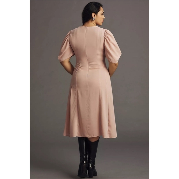 Anthropologie Modern Sheer Midi Dress in Pink - Picture 3 of 11